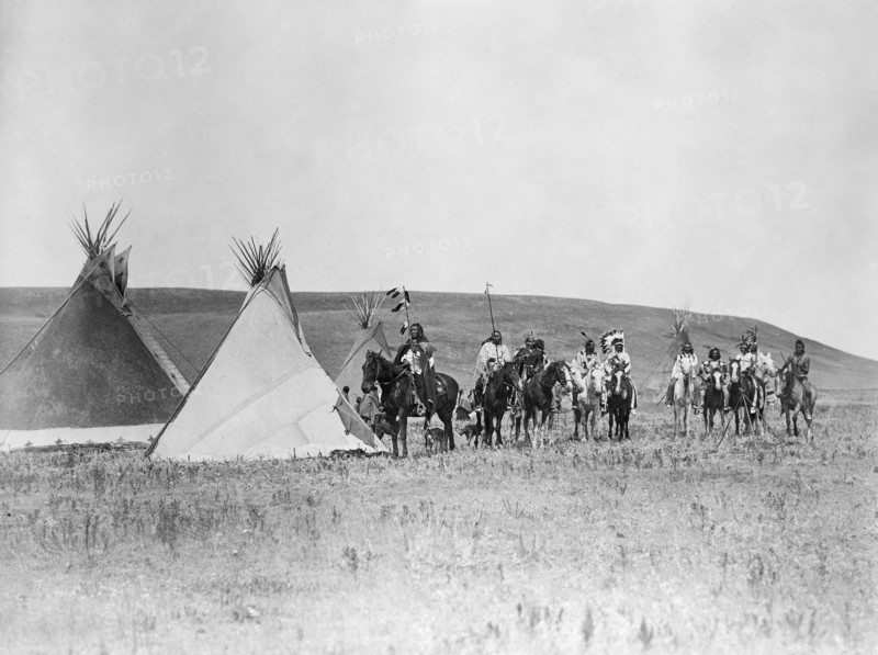 Edward S. Curits Native American Indians - Atsina Indian Tepees circa 1908.
