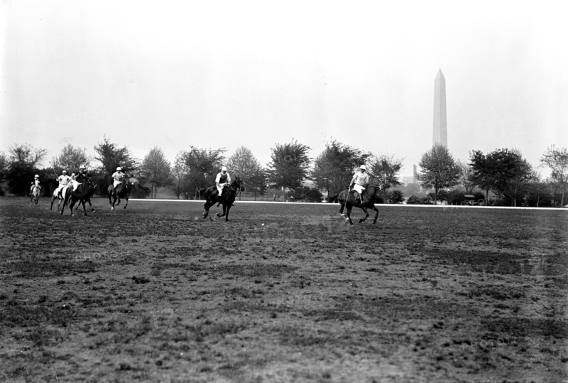 Polo match in Washington D.C. circa 1916 (Washington Monument in background).