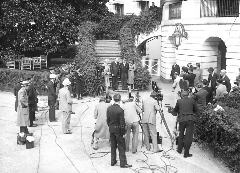 Photographers outside White House with Hoover circa 1931.