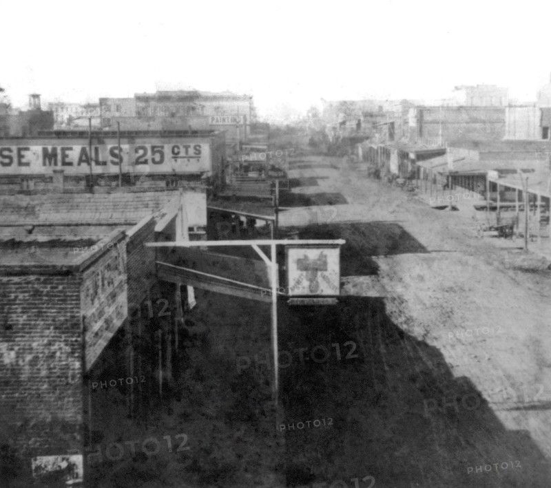 California History - Sacramento City, K Street, from Masonic Hall circa 1866.