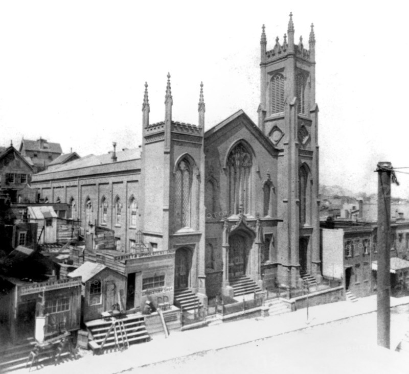 California History - First Presbyterian Church, Stockton Street, San Francisco circa 1866.