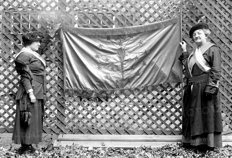 Woman Suffrage Movement - Woman Suffragettes picketers holding banner circa 1917.