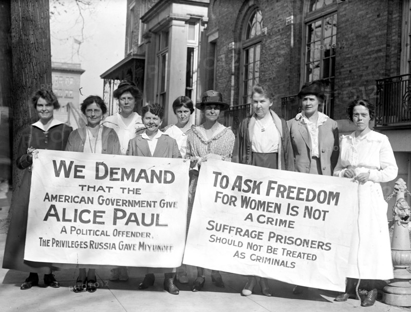 Woman Suffrage Movement - Woman Suffrage banners - freedom for Alice Paul circa 1917.