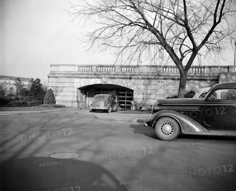 Senate parking lot entrance on New Jersey Ave., N.W., Washington, D.C. circa 1939.