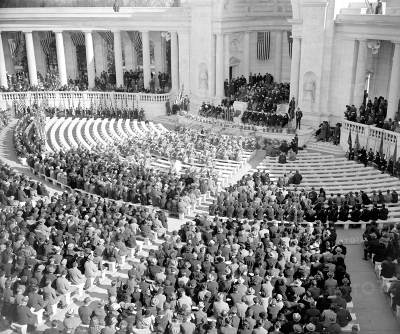Armistice Day services at Arlington National Cemetery Ampitheater circa 1939 .