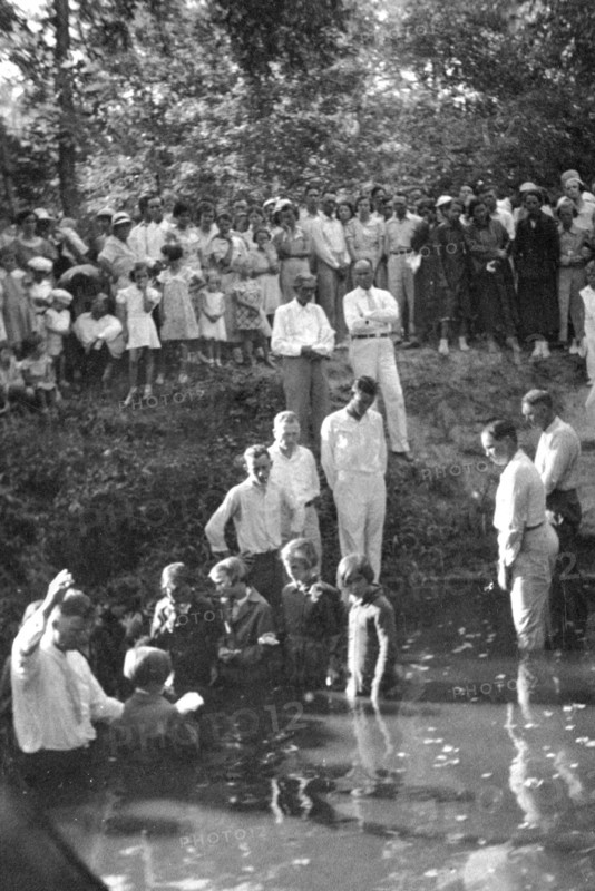 Baptism near Mineola, Texas circa Summer 1935.