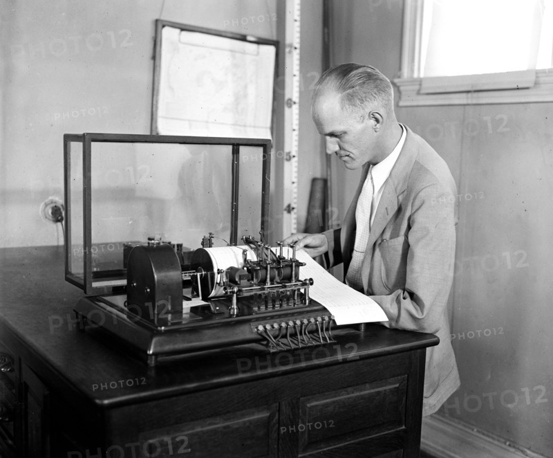 Weather Bureau, meteorgraph to see how fast the wind is blowing circa 1936.