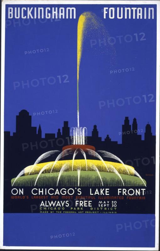 Buckingham Fountain on Chicago's lake front, world's largest and most beautiful illuminated fountain ... 1939 .