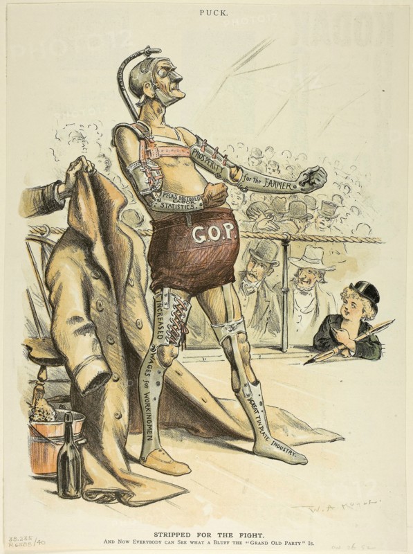 1892 Art Work -  Stripped for the Fight; from Puck - William Allen Rogers.