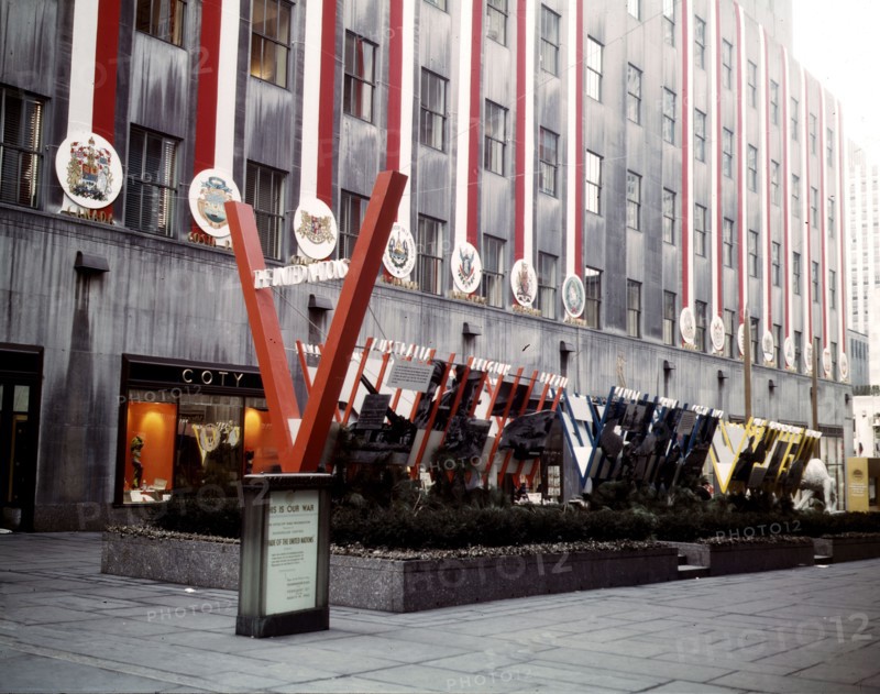 United Nations exhibit by OWI in Rockefeller Plaza, New York, N.Y. View of entrance from 5th Avenue - March 1943.