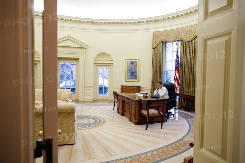 President Barack Obama in the Oval Office 1/28/09. .