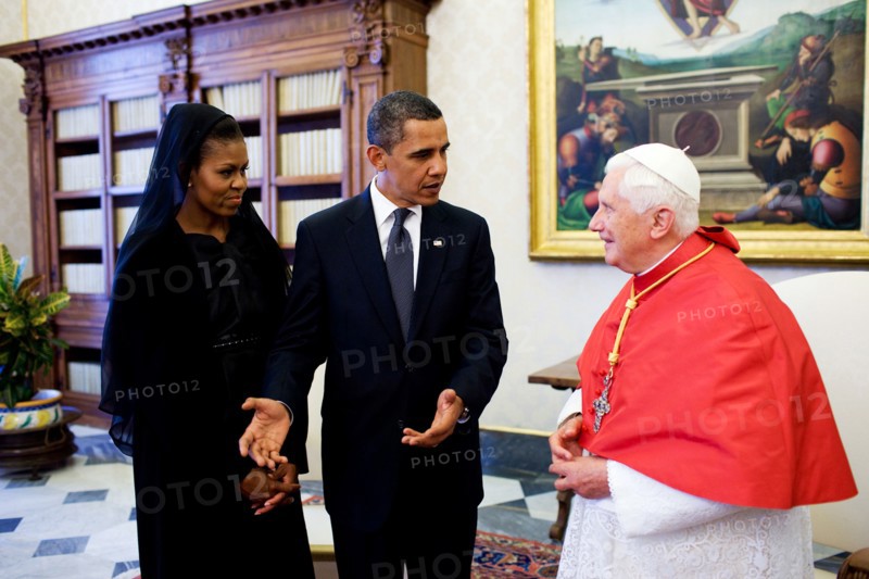 President Barack Obama  and First Lady Michelle Obama meet with Pope Benedict XVI at the Vatican on July 10, 2009.  .