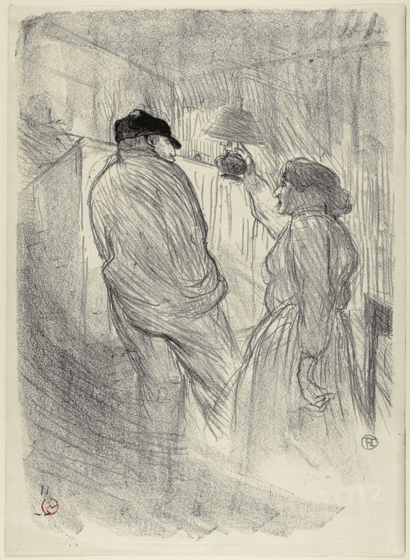 1893 Art Work -  At the Theatre-Libre: Antoine in L'Inquietude Henri de Toulouse-Lautrec.