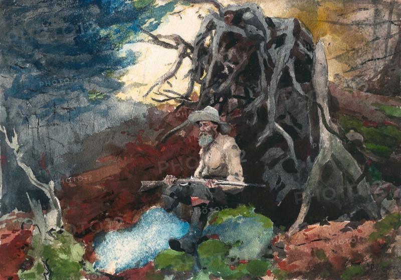 1892 Art Work -  Campfire; Adirondacks - Winslow Homer.