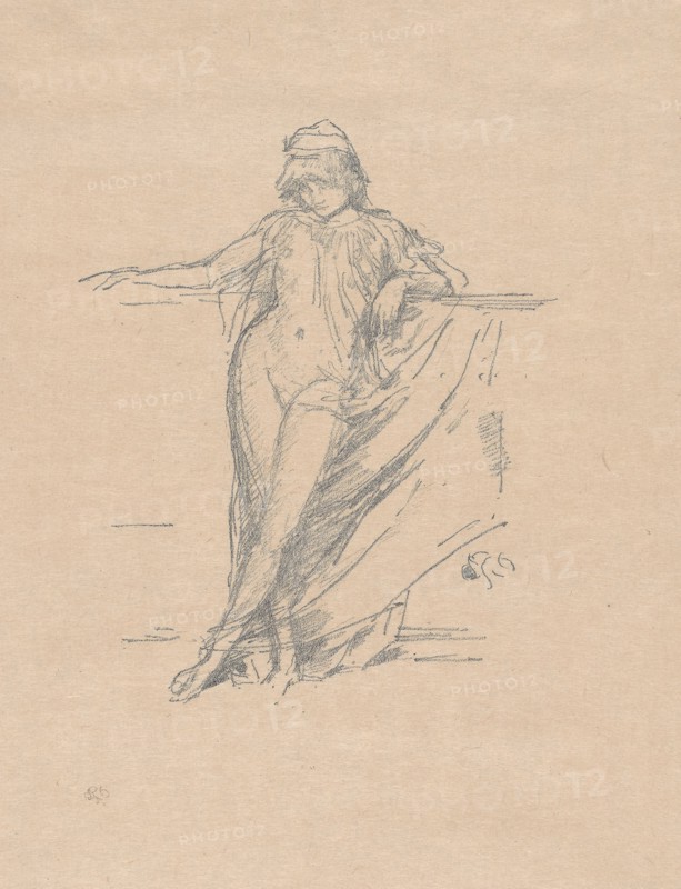 1893 Art Work -  Little Draped Figure; Leaning - James McNeill Whistler.
