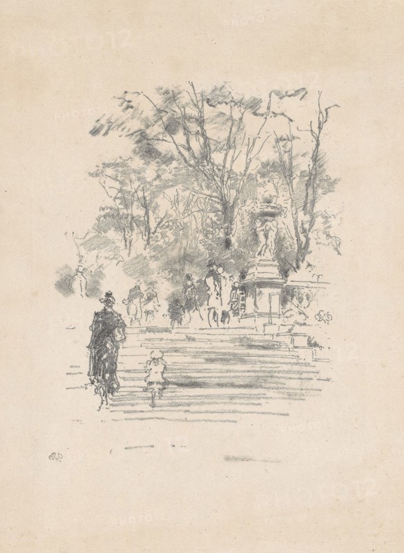 1893 Art Work -  The Steps; Luxembourg - James McNeill Whistler.