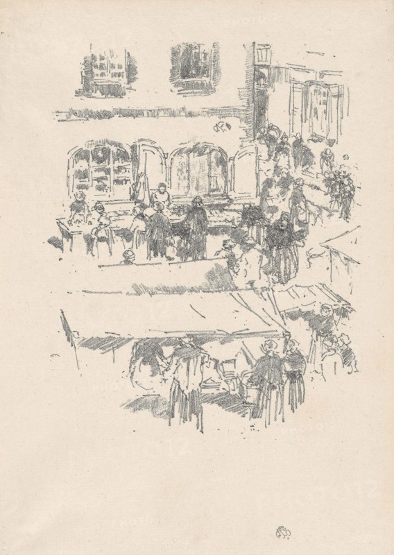 1893 Art Work -  The Marketplace; Vitre - James McNeill Whistler.