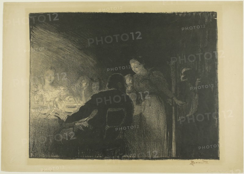 1893 Art Work -  The Visitor; from the third album of L'Estampe originale Albert Besnard.