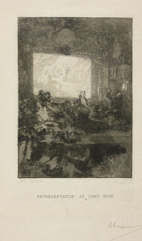 1893 Art Work -  At the Chat Noir - Louis Auguste Lepere.