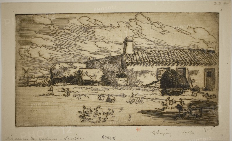 1892 Art Work -  Fisher's House; St. Jean-de-Mont - Louis Auguste Lepère.