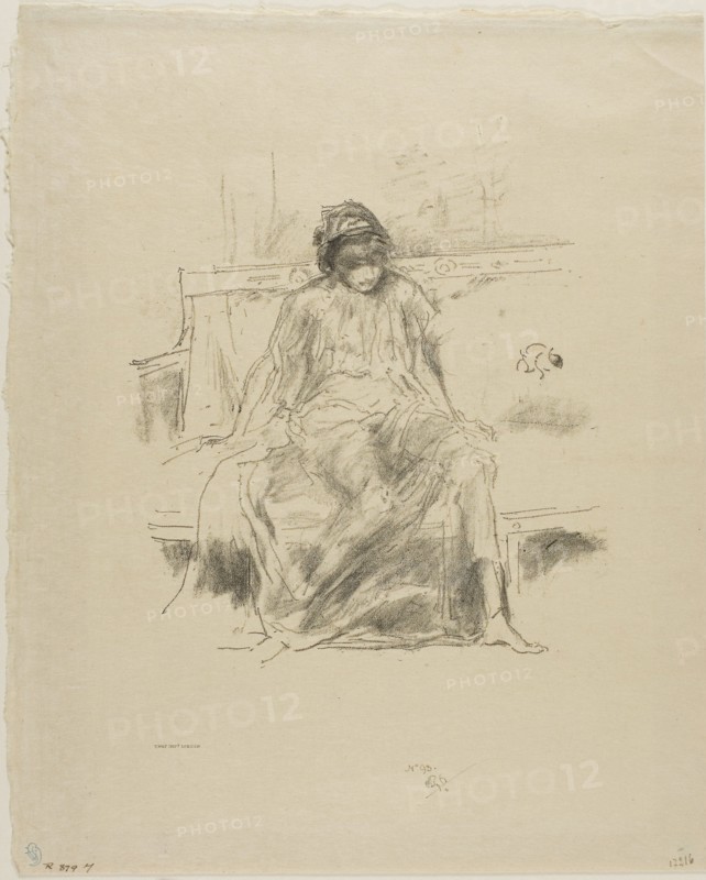 1893 Art Work -  The Draped Figure; Seated - James McNeill Whistler.