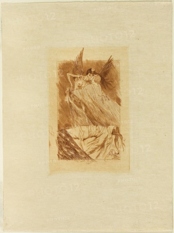1893 Art Work -  Frontispiece to Les baisers morts - Felicien Rops.