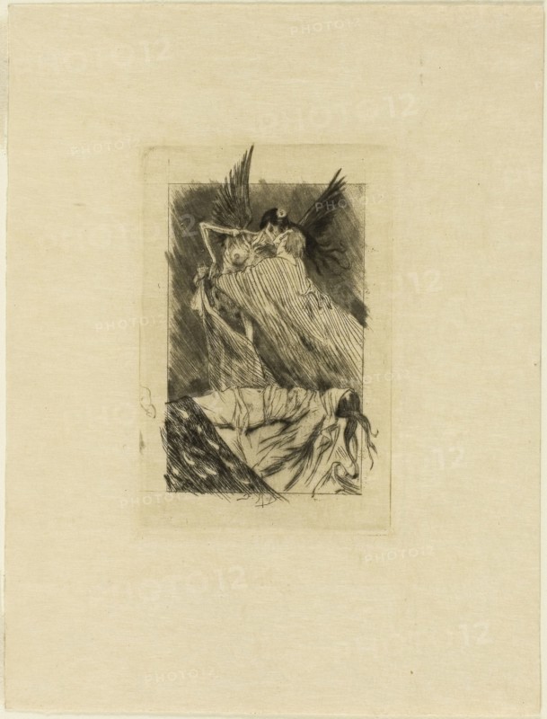 1893 Art Work -  Frontispiece to Les baisers morts - Felicien Rops.