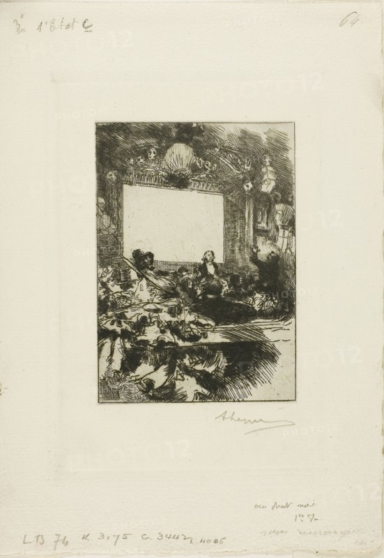 1893 Art Work -  At the Chat Noir - Louis Auguste Lepere.
