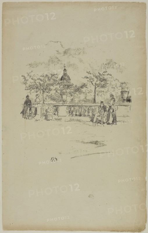 1893 Art Work -  The Pantheon; from the Terrace of the Luxembourg Gardens - James McNeill Whistler.
