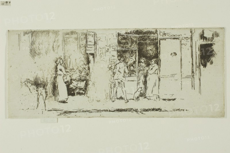 1893 Art Work -  Newspaper-Stall; Rue de Seine - James McNeill Whistler.