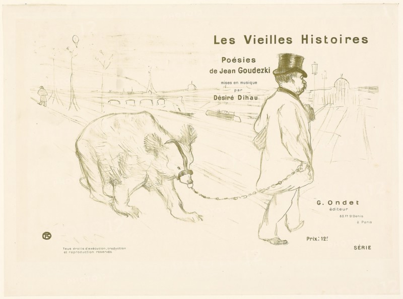 1893 Art Work -  Cover and Frontispiece to Les Vieilles Histoires - Henri de Toulouse-Lautrec.