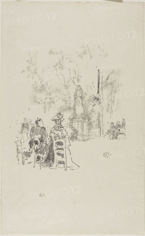 1893 Art Work -  Conversation under the Statue; Luxembourg Gardens - James McNeill Whistler.