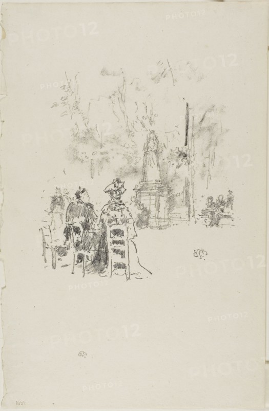 1893 Art Work -  Conversation under the Statue; Luxembourg Gardens - James McNeill Whistler.