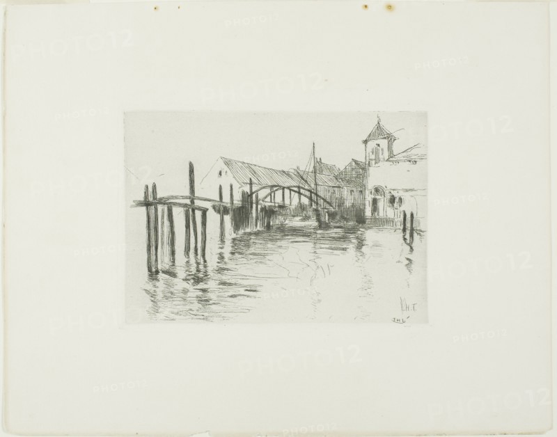 1893 Art Work -  Dock at Newport - John Henry Twachtman.