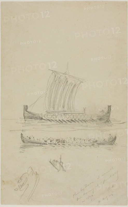 1893 Art Work -  Sketch of Captain Anderson's Sailing Vessel - Anders Zorn.