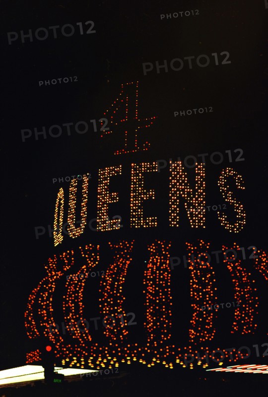 1960s Las Vegas Casinos -  4 Queens Casino Sign circa 1966.
