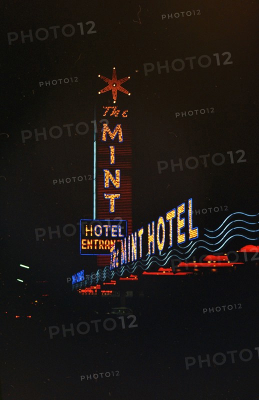 1960s Las Vegas Casinos -  The Mint Hotel Entrance Sign circa 1966.