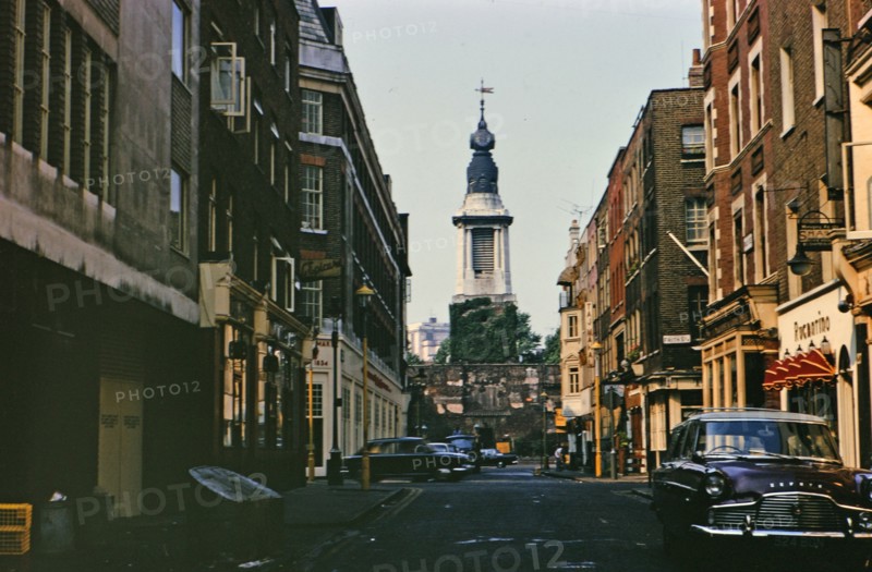 Cars on a London street circa 1970.