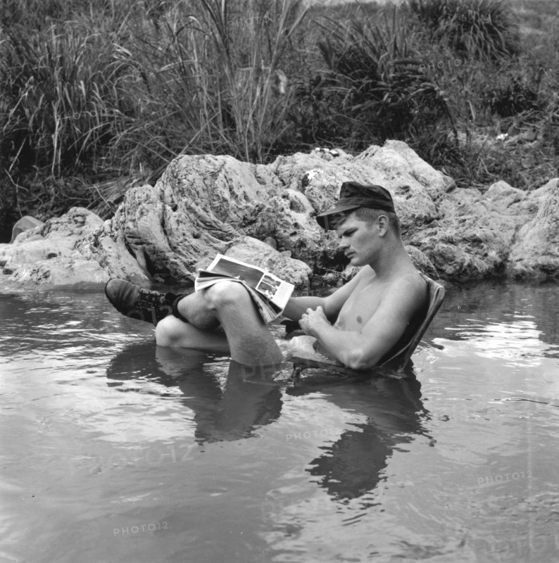 Marine Relaxing in Vietnamese Stream