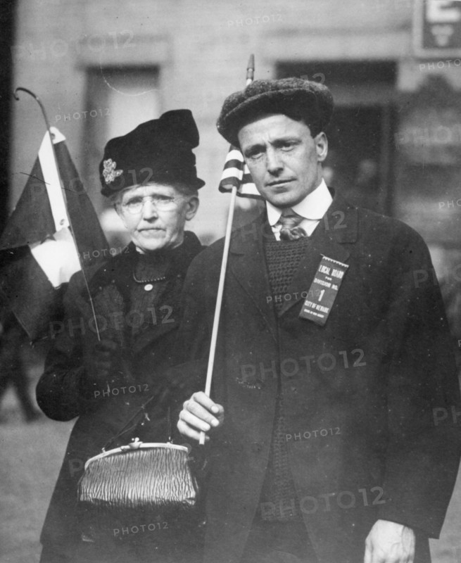Mother Escorting Son to World War I Camp