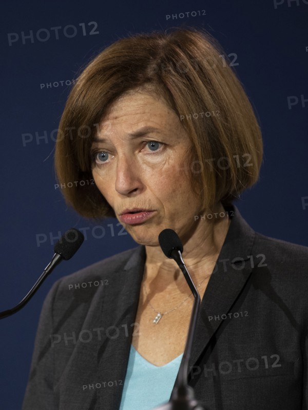 Florence Parly speaks at a press conference