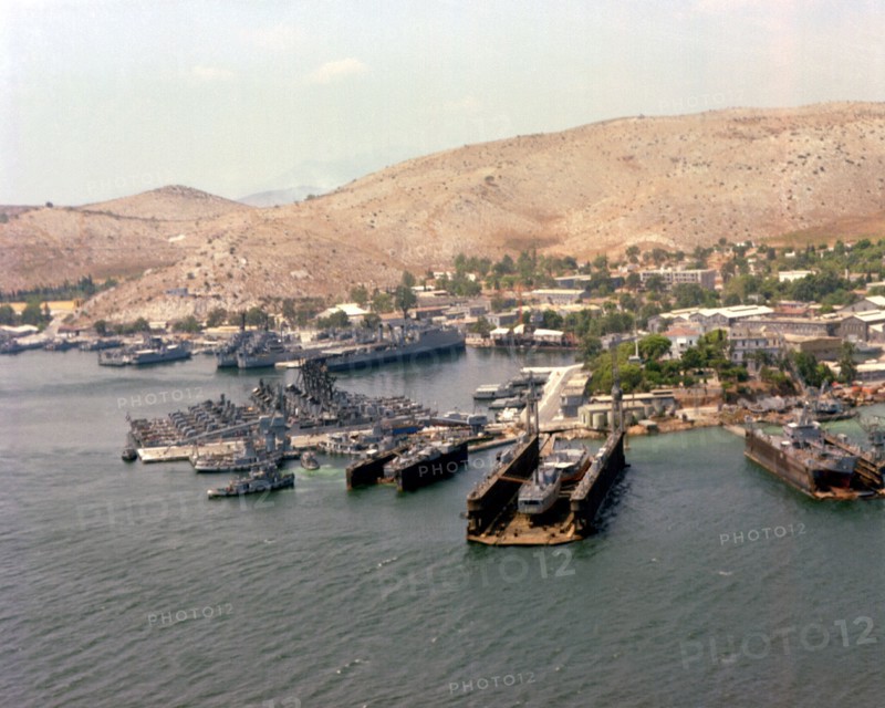 Ships in the harbor, Athens Greece naval base