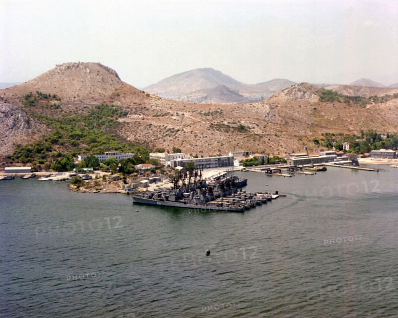 Ships in the harbor, Athens Greece naval base