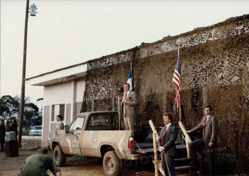 George H.W. Bush visits Soto Cano Air Base in Honduras
