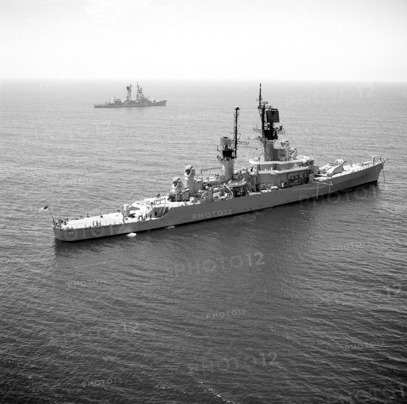 1976 - An aerial starboard quarter view of the guided missile cruiser USS HALSEY