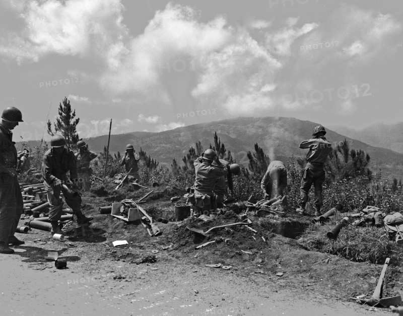 Mortar crews from the 37th Infantry Division