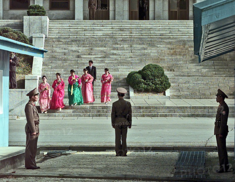 Ladies from North Korea wearing traditional hanbok
