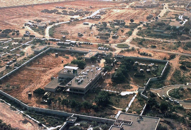 1992 - Aerial view of the left side of the US Embassy compound in Mogadishu