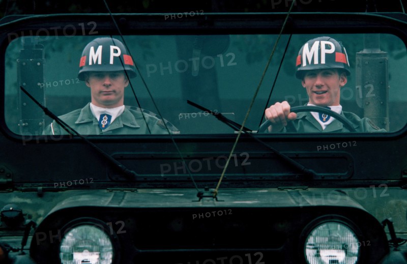 1978 - Two US Army military policemen on patrol in an M151 light vehicle.