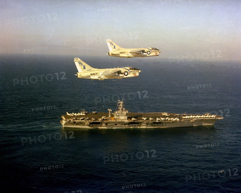 1979 - An aerial starboard view of the nuclear-powered aircraft carrier USS NIMITZ